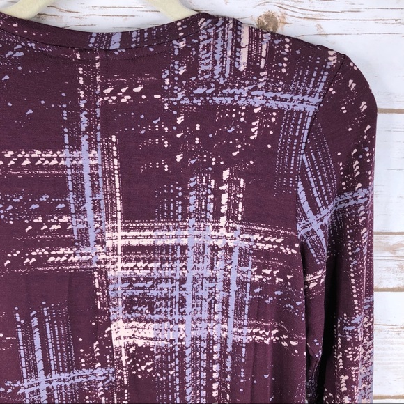 LOGO purple gray print lace hem layered tunic top - Picture 7 of 8